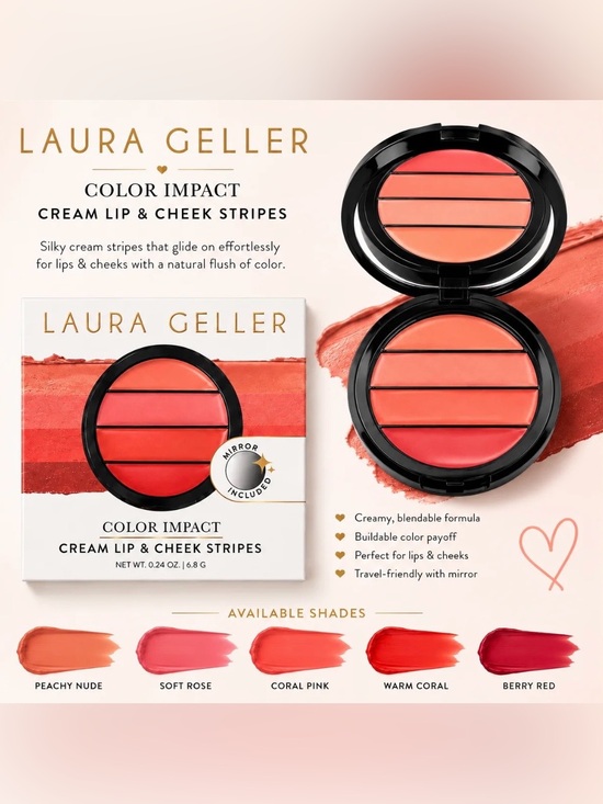 Laura Geller Other - NIB Laura Geller Color Impact Cream Lip & Cheek Stripes Bare Essentials